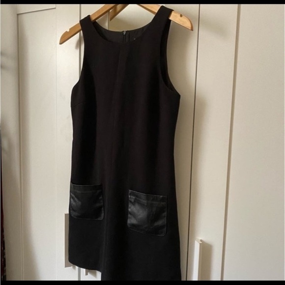 Incity Black Dress with Faux Leather Pockets Size Small/44 - Picture 3 of 9